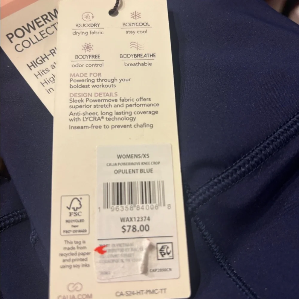 Calia Women's Powermove Opulent Blue High Rise Knee Crop Leggings - Picture 5 of 5